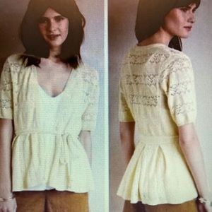 Anthropologie Knitted and Knotted yellow cardigan with tie